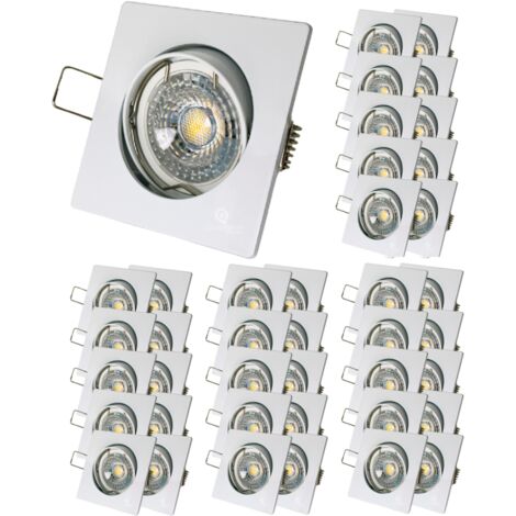 Lot de 40 Spot led carré blanc 230v 38° blanc chaud