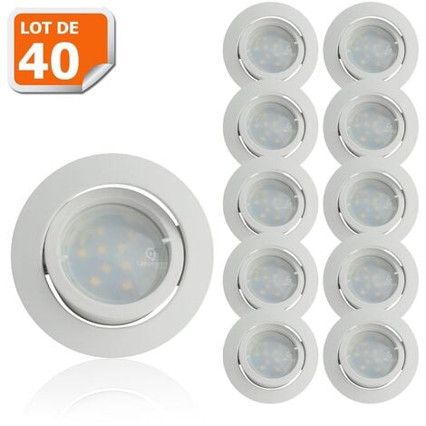 Lot de 40 Spot Led Encastrable Complete Blanc Orientable lumière Blanc Neutre eq. 50W ref.888