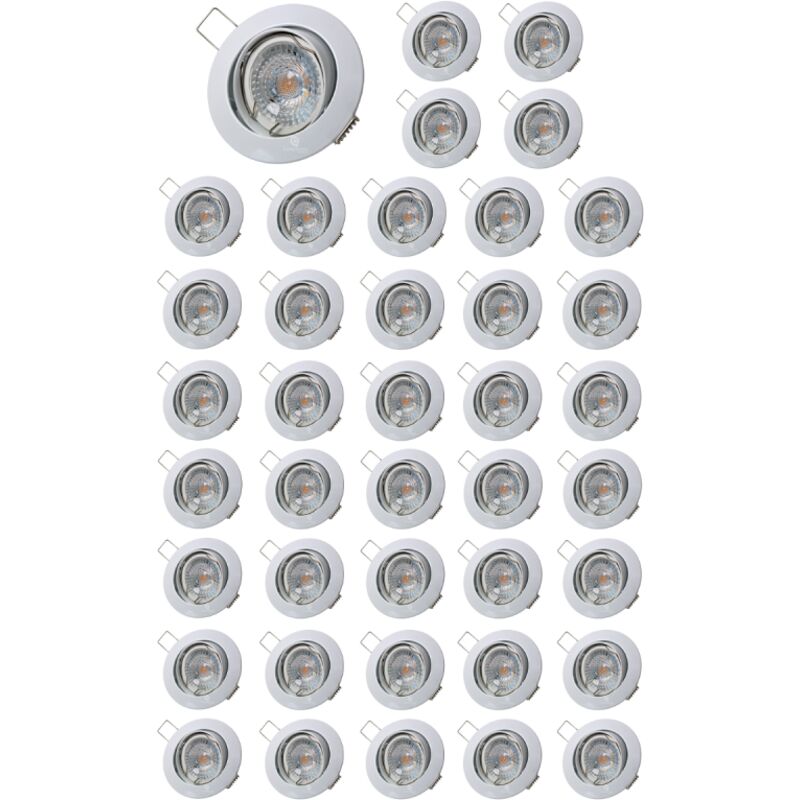 Lampesecoenergie - Lot de 40 Spot led ronde blanc orientable 38° blanc chaud
