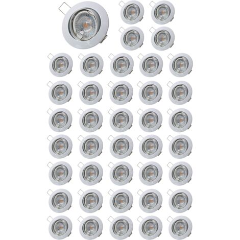 Lot de 40 Spot led ronde blanc orientable 38° blanc chaud