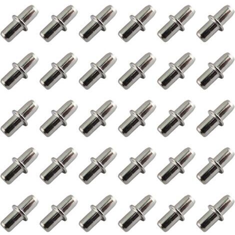 Lot de 40 support d'étagère 5 mm en nickel plaqué – Support d'étagère – Support de planche pour Meubles, Armoires,5 x 15mm