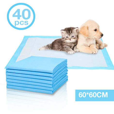 Lot de 40 Tapis Educateurs pour Chien Chiots 60 x 60 cm, Hygiénique d’Entraînement pour Apprentissage de la Propreté