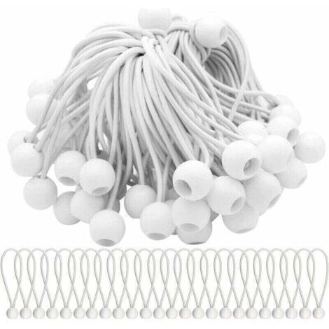 Lot de 40 Tendeur Elastique Cordons Élastiques avec Boules Sandow Elastique Boules Elastiques pour chapiteaux, tentes, bannières et bâches