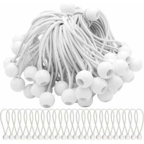 Lot de 40 Tendeur Elastique Cordons Élastiques avec Boules Sandow Elastique Boules Elastiques pour chapiteaux, tentes, bannières et bâches