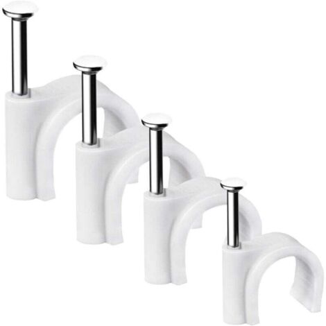 Lot de 400 clips de câble ronds solides et durables, Attache Câble, Range Câble, Fixation Câble électrique, Clips Câble, 4 tailles de 4 mm, 6 mm, 8 mm, 10 mm - Pour ranger les câbles