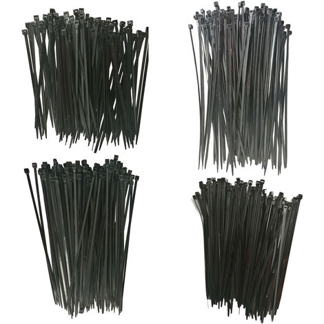 Lot de 400 colliers rilsan attache fils / serre cables fins de 140 à 280 mm