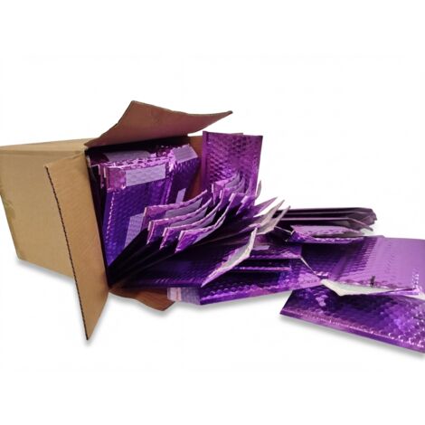 Lot de 400 - OFFICE DEPOT - Enveloppes bulles métallisées - Format B00 Violet brillant - Protection matelassée et fermeture adhésive - Neuf - Voir photos