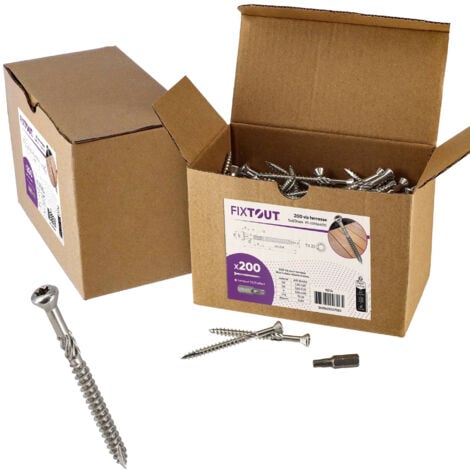 Lot de 400 vis terrasse en Inox A2 - Empreinte Torx 25 à tête réduite crantée - Diamètre 5mm - Longueur 60 mm