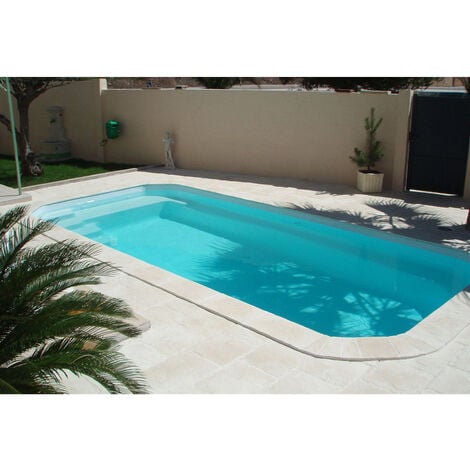Lot de 41 Margelles de piscine "Domus" droites - 60 x 3 x 33 cm + 4 margelles angle rentrant 38 x 3 x 38 cm - Ton pierre