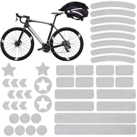 Lot de 42 Autocollants Réfléchissants, Vélo Nuit Réfléchissant Sécurité Décoration, Stickers Réfléchissants pour la Visibilité de Nuit, pour Casque/Vélo/Voiture/Poussette/Moto