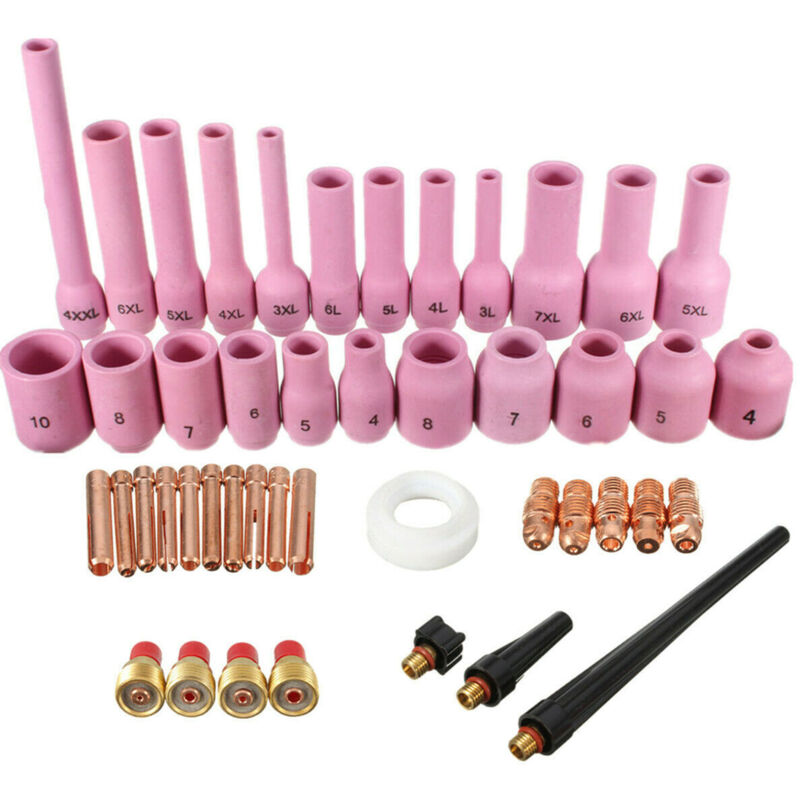 Lifcausal - Lot de 46 accessoires pour chalumeau à souder tig, pinces à gaz, lentilles, buses à gaz en céramique, kit d'outils de soudage pour