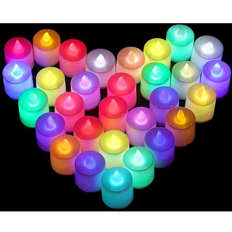 Famille - gabrielle Lot De 48 Bougies Chauffe-Plat Sans Flamme à Piles Avec Led Changeant De Couleur Pour Célébration,Fête (Colorées)