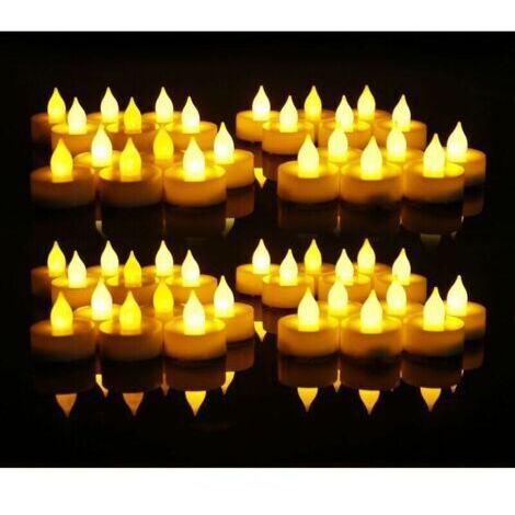 Lot de 48 bougies LED, bougies chauffe-plat sans flamme, bougies à piles, décoration pour la Saint-Valentin, table, mariage, fête, anniversaire