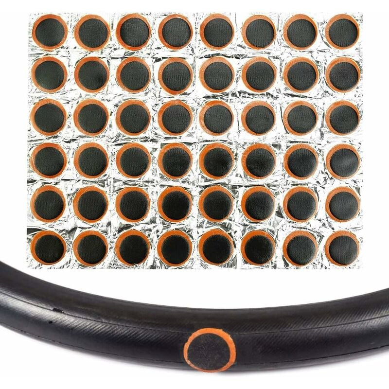 Fei Yu - Lot de 48 patchs pour pneus de vélo, kit de réparation de tube de vélo, patchs en caoutchouc, pour tube de vélo de pneu 25 mm.