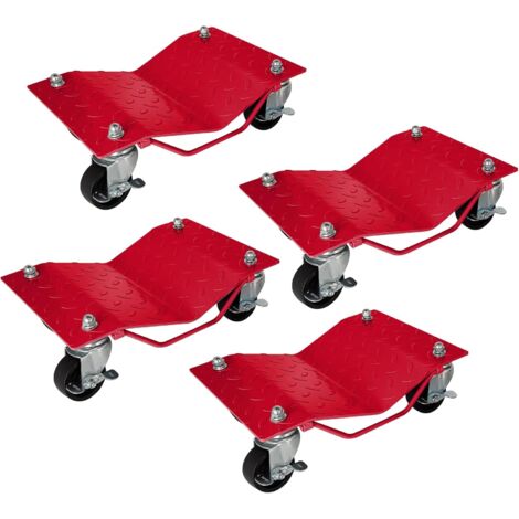 Lot de 4,Chariot de Manutention de Voiture Charge 2.7T au Total Chariot Deplace Voiture Plate-forme 38,5x30 cm Roue Verrouillable Aide a la Manœuvre Positionnement pour Vehicules Meubles Equipements