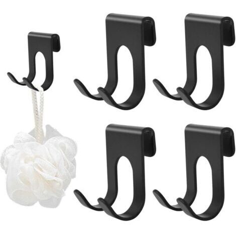 Lot de 4pcs Support de Rasoir Crochets, Porte Rasoir Douche en Aluminium, Crochet Porte Serviette Sans Perçage, Crochets Adhésifs pour Salle de Bain et Cuisine Organiseur(Noir)