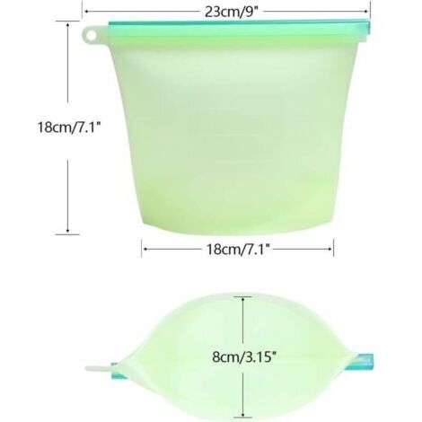 (Lot de 4)Sac alimentaire en silicone réutilisable sac congelation reutilisable D'étanchéité étanche pour Fruits Légumes Conservation de Viande pour Une Bonne Conservation au réfrigérateur