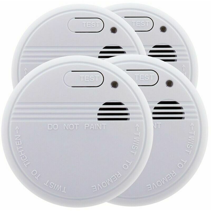Lot de 4x détecteurs de fumée NF - Garantie 5 ans - Autonomie 3 ans - Livrés avec pile et accessoires de pose