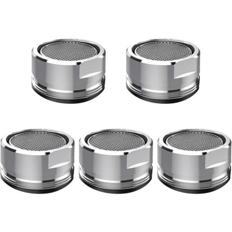 Lot de 5 aérateurs de robinet, filtre de robinet, pièce de rechange pour robinet, aérateur fileté en laiton de 24 mm avec joint d'étanchéité