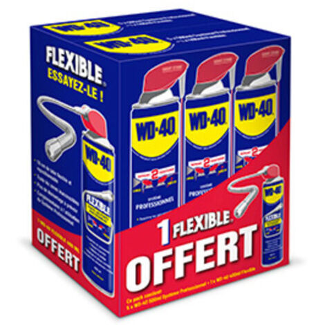 Lot de 5 aérosols + Huile multifonction avec tube flexible WD40