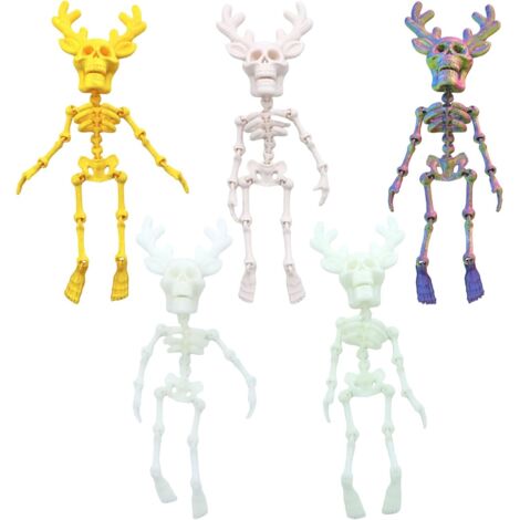 Lot de 5 aimants squelette d'Halloween - Aimants de réfrigérateur mobiles -