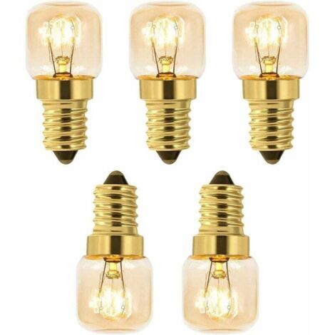 Lot de 5 Ampoule à Sel 15W E14 T22, Incandescence Blanc Chaud 2700K, 80LM, AC 230V, Ampoule Four 15w 300°