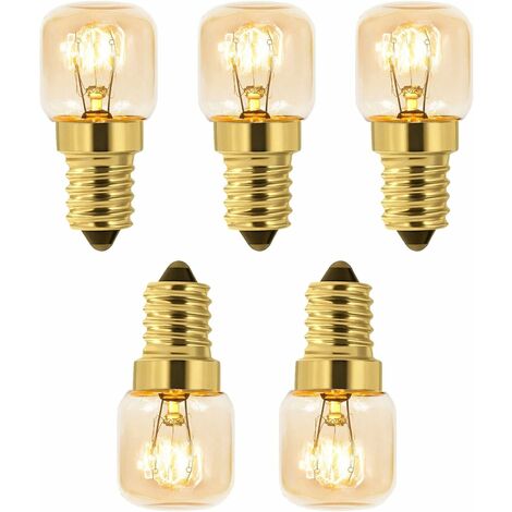Lot de 5 Ampoule à Sel 15W E14 T22, Incandescence Blanc Chaud 2700K, 80LM, AC 230V, Ampoule Four 15w 300°, Pour Four, Frigo, Lampe de Sel, Fours Grill