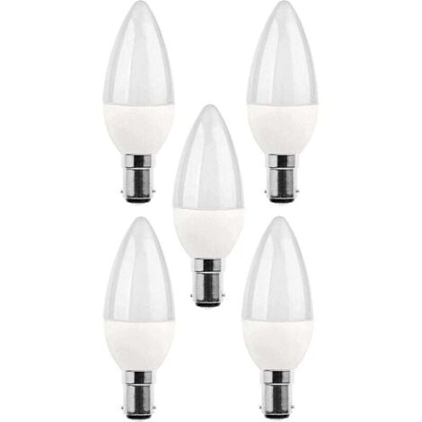 LEHONG Lot de 5 ampoules 5w LED B15, équivalent à une ampoule à incandescence de 25 W, 270 lm, lumière du jour 3000 K, C35 SBC B15 à petit culot à baïonnette [Classe énergétique A+]