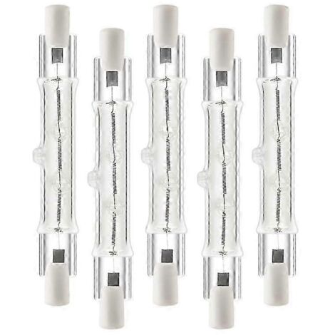 Lot de 5 ampoules halogènes linéaires R7S 118 mm 300 W 230 V, à intensité variable, pour l'éclairage paysager et les travaux de construction. Transparentes.