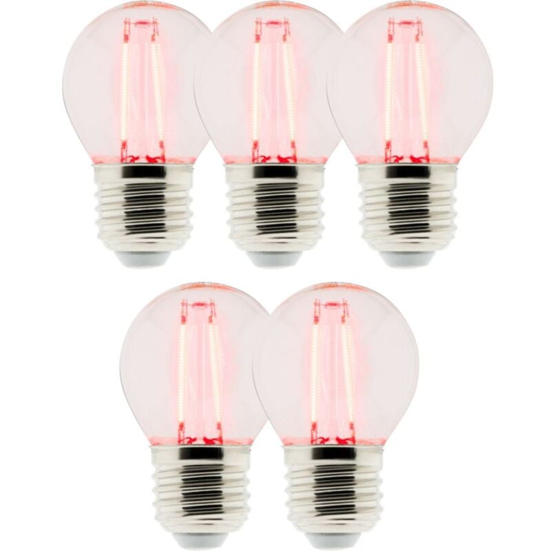 Elexity - Lot de 5 Ampoules led Déco filament rouge 3W E27 Sphérique