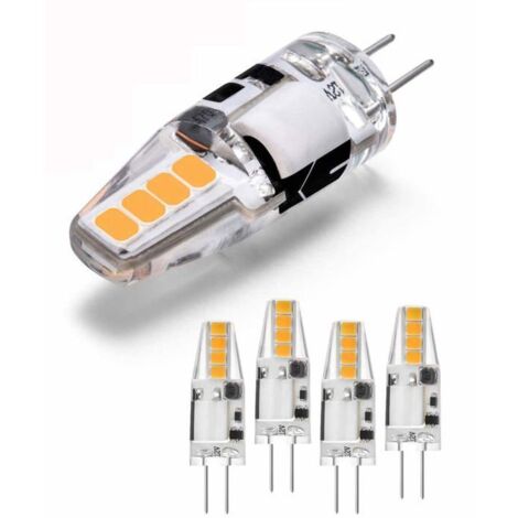 Lot de 5 ampoules LED G4, blanc chaud 3 000 K, non gradables, 12 V AC/DC, 8 LED (équivalent aux halogènes G4).