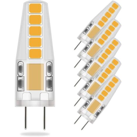 Lot de 5 Ampoules LED G4 Blanc Chaud 3W, 12V AC/DC, Equivalent 23W Halogène, 2700K, 230 Lumens, 36mm x 9mm, Longue Durée de Vie