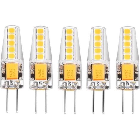 Lot de 5 ampoules LED G4 Blanc naturel 2700K AC / DC 12V 3W 200LM remplacement g4 20w halogène Pas de variateur Pas de scintillement Ampoule à culot à broches led