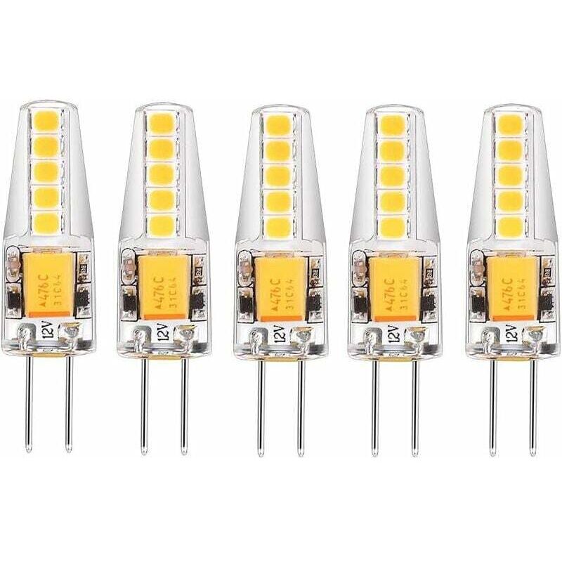 Lot de 5 ampoules LED G4 Blanc naturel 4000K AC / DC 12V 3W 200LM remplacement g4 20w halogène Pas de variateur Pas de scintillement Ampoule à culot