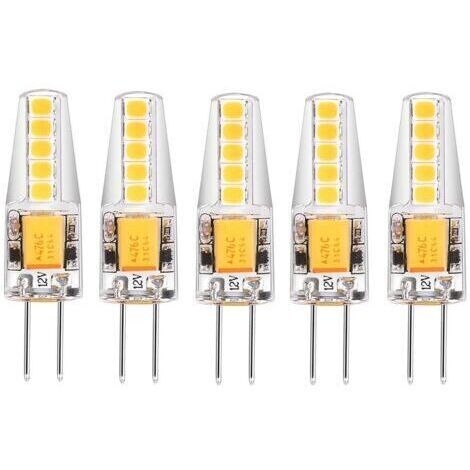 Lot de 5 ampoules LED G4 Blanc naturel 4000K AC/DC 12V 3W 200LM remplacement g4 20w halogène Pas de variateur Pas de scintillement Ampoule à culot à broches led