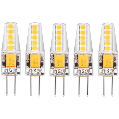 Lot de 5 ampoules LED G4 Blanc naturel 4000K AC/DC 12V 3W 200LM remplacement g4 20w halogène Pas de variateur Pas de scintillement Ampoule à culot à broches led [Classe énergétique C]