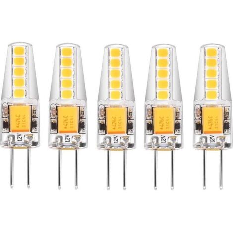 Lot de 5 ampoules LED G4 Blanc naturel 6000K AC / DC 12V 3W 100LM remplacement g4 20w halogène Pas de variateur Pas de scintillement Ampoule à culot