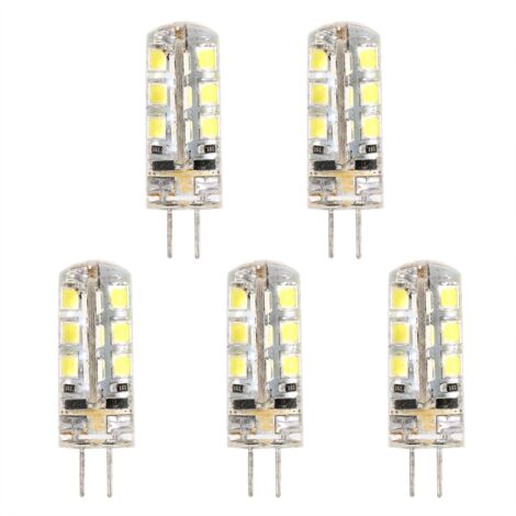 Lot de 5 ampoules LED G4 DC12V à cristal, compatibles avec les lampes domestiques 2835 (blanc froid), remplaçant les ampoules silicone.