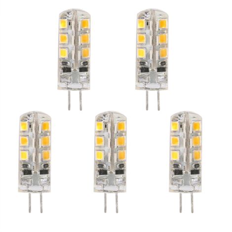 Lot de 5 ampoules LED G4 DC12V, ampoules cristal, blanc chaud, compatibles avec les lampes domestiques 2835 (remplacent les ampoules silicone).