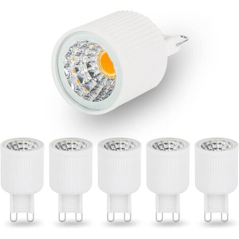 Lot de 5 ampoules LED G9 3 W Blanc remplace une ampoule halogène 30 W 300 lumens Ampoule LED G9 Blanc chaud 2700 K Angle de faisceau 120° Ampoule LED G9 85 Ra Pas de scintillement Non dimmable