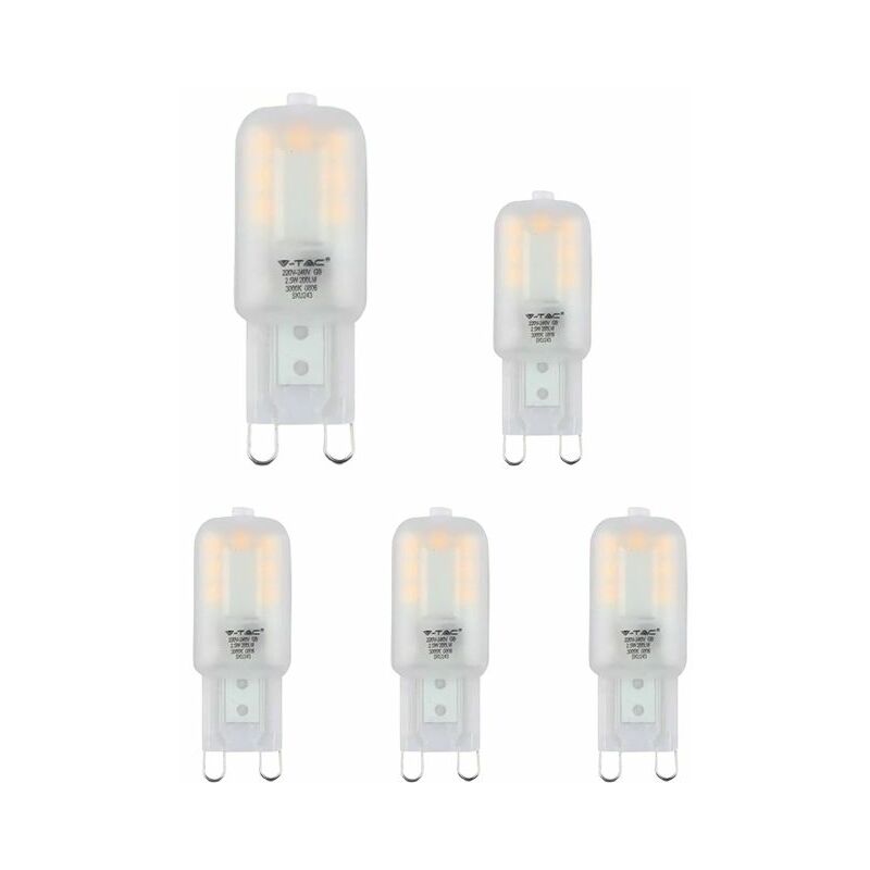 V-tac - Lot de 5 Ampoules led G9 2,2W Samsung Chip pro VT-203 - 300 ° - Blanc chaud - 3000K