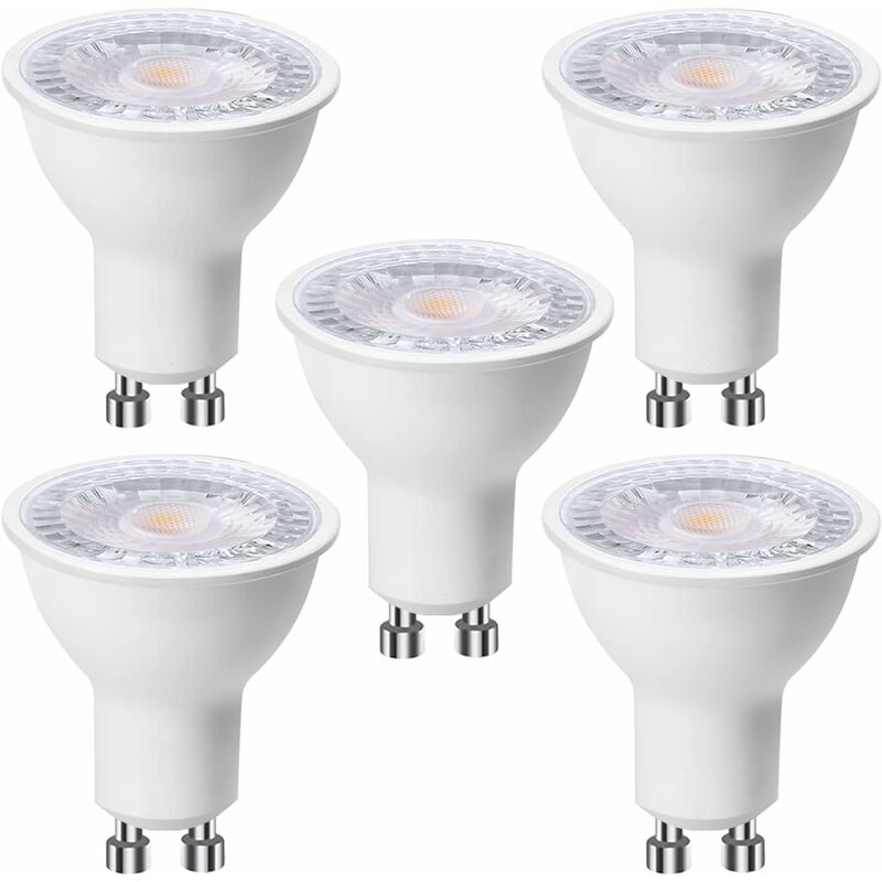 Lot de 5 Ampoules LED GU10 6W (équivalent à 60 W), Blanc Froid 6000K 500 lumens, Ampoule led gu10 120° Larges Faisceaux, Spot Encastré sans