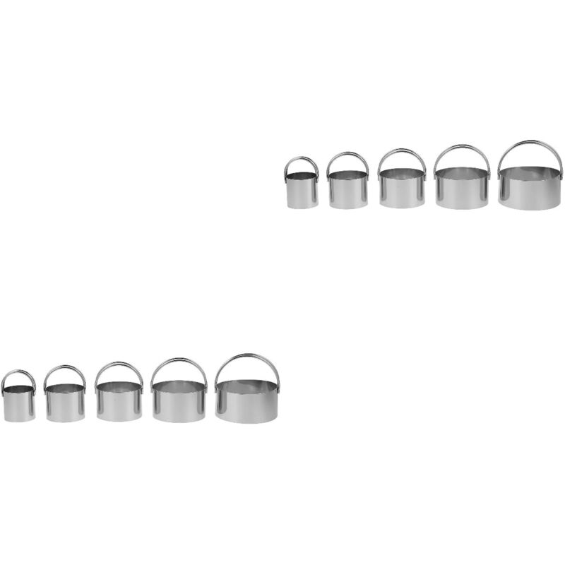 Feiyue - Lot de 5 anneaux à mousse 10 emporte-pièces ronds Biscuits Acier inoxydable