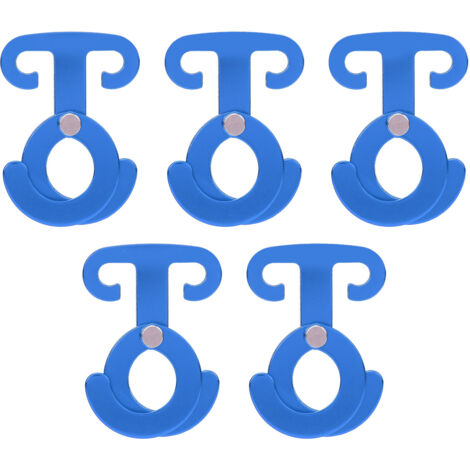 Lot de 5 anneaux en T avec boucle pour corde de camping, en alliage d'aluminium ultraléger et résistant, autobloquant, accessoire de camping pour tente extérieure (bleu).