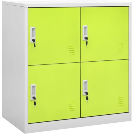 Lot de 5 Armoires à casiers Design moderne, Armoire Etagère de rangement, Gris clair et vert 90x45x92,5 cm Acier OIB3428E