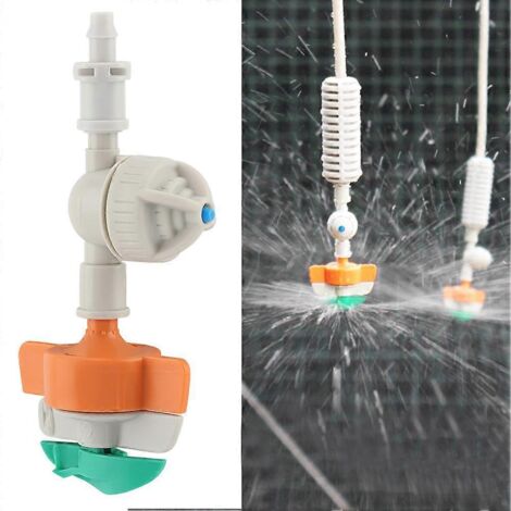 Lot de 5 arroseurs rotatifs avec système anti-goutte et diffuseur suspendu pour l'irrigation de jardin (micro-raccords goutte à goutte)-AquaForge