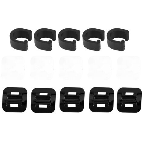 Lot de 5 attaches de cadre pour câbles de vélo, supports de fixation pour tube de frein et gaines - Noir