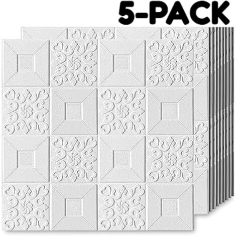 Lot de 5 autocollants muraux 3D en mousse, étanche, auto-adhésifs, 35x35cm