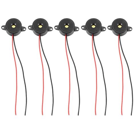 Lot de 5 avertisseurs sonores électroniques noirs 23 x 12 mm, 3-24 V CC, 85 dB
