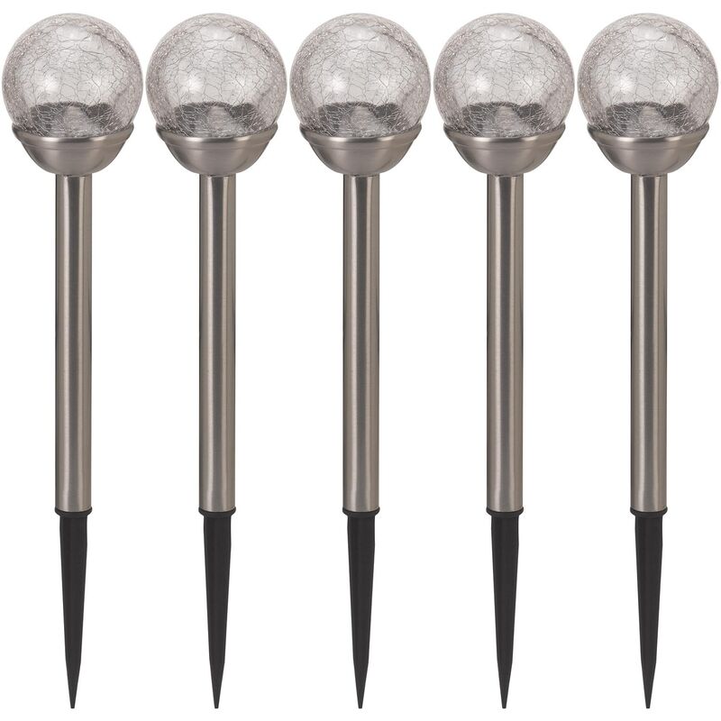 Lot de 5 balises en verre craquelé Globe couleurs changeantes